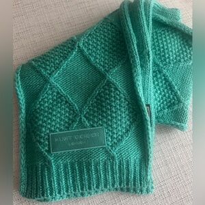 Kurt Geiger London Cable Knit Metallic Green Oblong Wrap Scarf